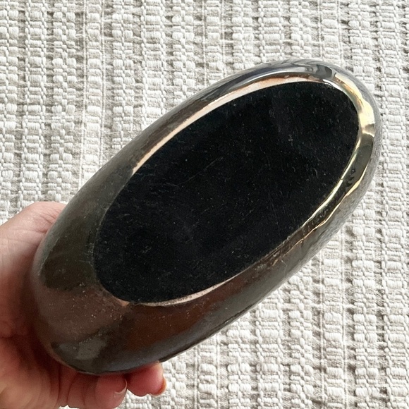 MCM Ceramic Art decoration Display round flat look through hole Iridescent Brown - Picture 4 of 7